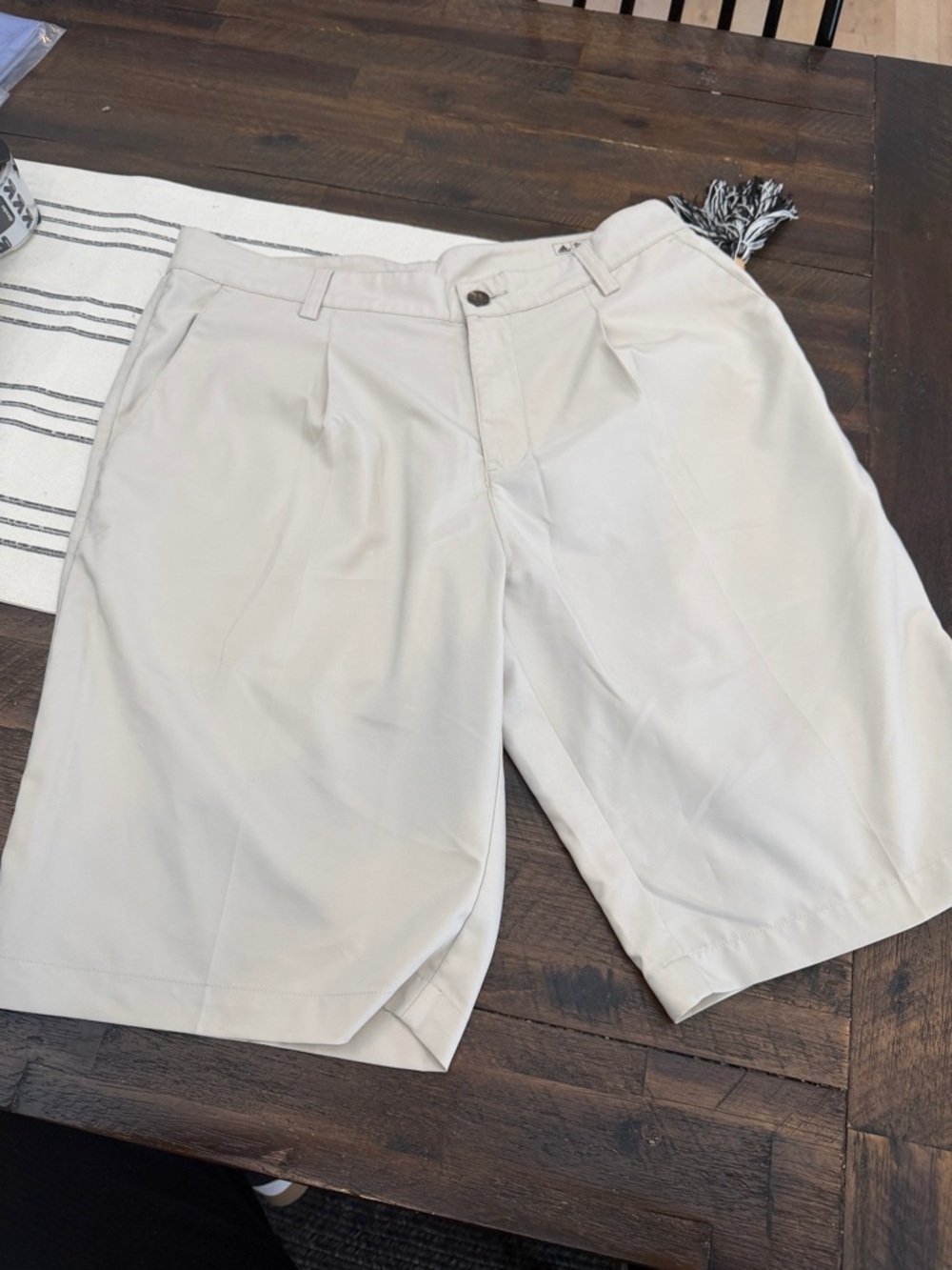 adidas Beige Flat-Front Casual Shorts